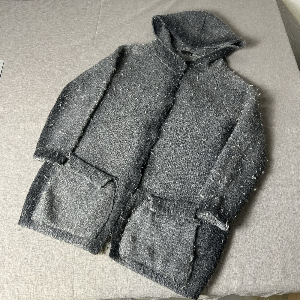 Avant Toi wool blend cardigan Hooded dark grey  distressed XS